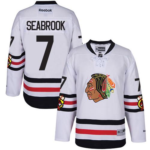 Blackhawks #7 Brent Seabrook White Winter Classic Stitched NHL Jersey - Click Image to Close